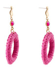 Dreams Pink Magenta Agate Woven Ring Golden Earrings