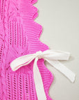 Pointelle Knit Scallop Trim Short Sleeve Sweater