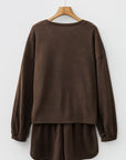 Solid Textured Knit Pullover and Shorts Set