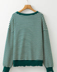 Stripe Drop Shoulder Long Sleeve Top