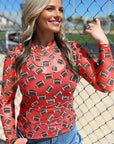 Game Day Sheer Mesh Long Sleeve Top