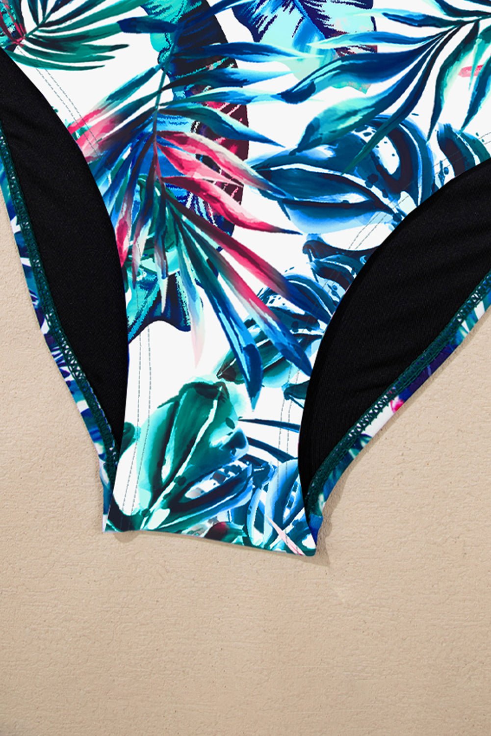 Colorblock Tankini Top &amp; High Waist Bikini Set