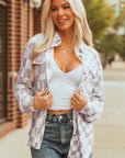 Checker Flap Pocket Button Front Shacket