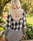 Cecelia Patchwork Drawstring Hooded Shacket