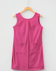 Solid Corduroy Sleeveless Pocketed Mini Dress