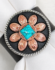 Copper Turquoise Sunflower Western Concho Napkin Ring 