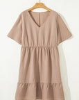 Plus Size Textured Ruffle Short Sleeve Dress