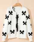 Bow Tie Lace-Up Sweater Cardigan