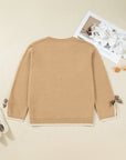 Plus Size Leopard Bow Split Cuff Sweater