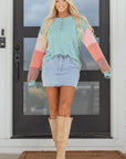 Aria Knit Colorblock Henley Top