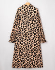 Leopard Smocked V-Neck Flowy Midi Dress