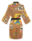Baha Ranch Vintage Cowgirl Collage Kimono Satin Robe