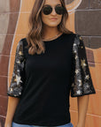 Lara Splicing Half Sleeve Top