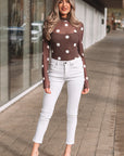 Polka Dot Mesh Long Sleeve Bodysuit