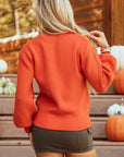 Halloween Pumpkin Face Drop Shoulder Sweater