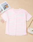 Plus Size Stripe Patchwork V-Neck T-Shirt
