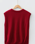 Solid Crewneck Cap Sleeve Knit Sweater