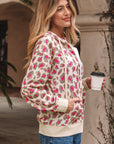 Leopard Zip-Up Hooded Sweatshirt