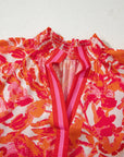 Rosalyn Print Striped Trim Blouse