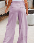 Mineral Wash Reverse Seam Drawstring Elastic Waist Pants