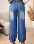 Denim Buttoned Fly Tapered Barrel Leg Jeans