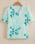 Azalea Print Short Sleeve Blouse