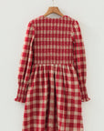 Plaid Smocked Puff Sleeve Mini Dress