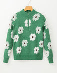 Maria Floral Half Zip Drop Shoulder Sweater