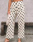 Polka Dot Patch Pocket Wide Leg Pants