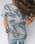 Camo Short Sleeve Round Neck T-Shirt
