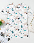 Western Cactus Crew Neck Short Sleeve Top