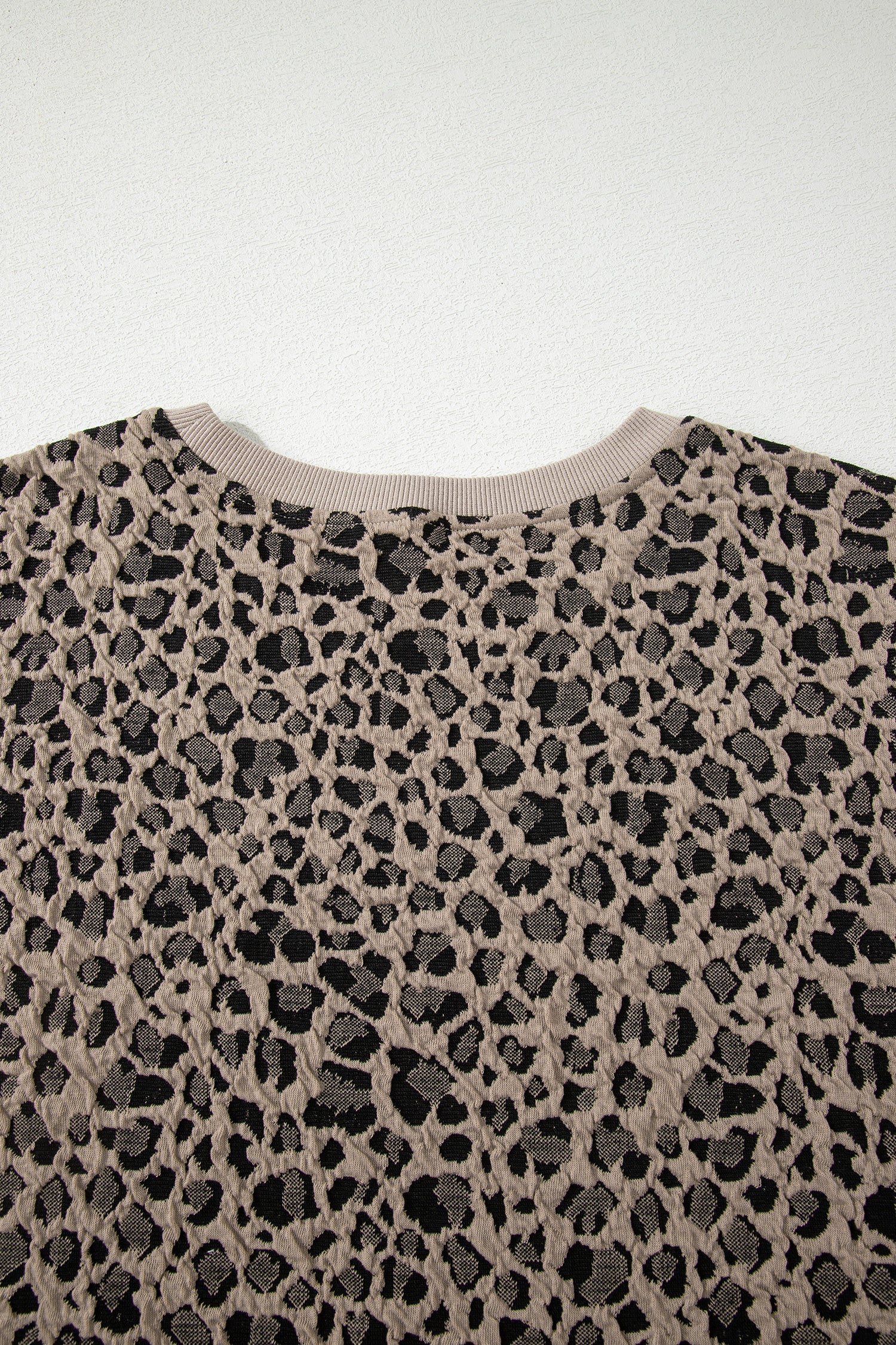 Plus Size Leopard Textured Short Sleeve T-Shirt
