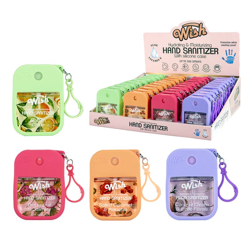 Wish Liquid Hand Sanitizer Spray 1.2 oz with keychain