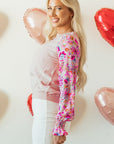 Floral Patchwork Smocked Lantern Sleeve Top
