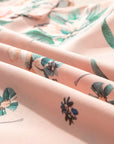 Floral Frilled V-Neck Pleated Sleeve Blouse