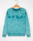 SAVED BY GRACE Embroidered Mineral Wash Sweatshirt