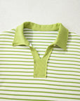 Stripe Collared V-Neck Pullover and Skort Set