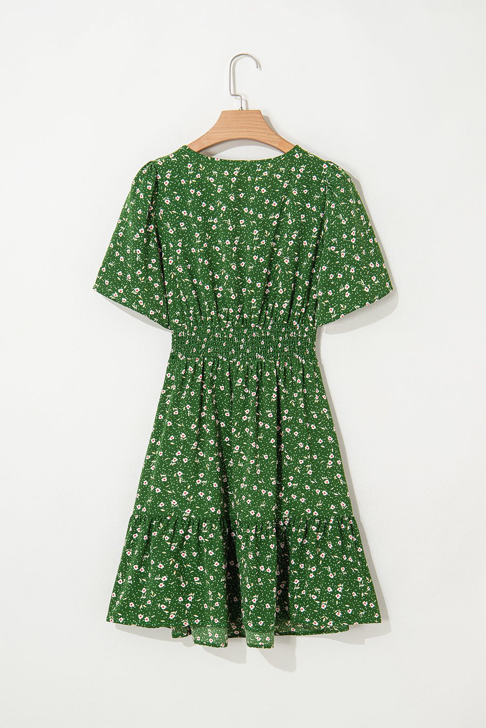 Floral Wrap V-Neck Short Sleeve Mini Dress