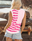 USA Flag Notch Neck Sleeveless Sweater Top