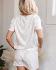 Checker V-Neck Tee & Drawstring Shorts Set