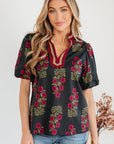 Zoe Contrast Slit Neckline Blouse