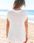 Solid Short Sleeve Side Slit Sweater Tee