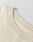 Floral Embroidered Sleeve Round Neck Loose Sweater