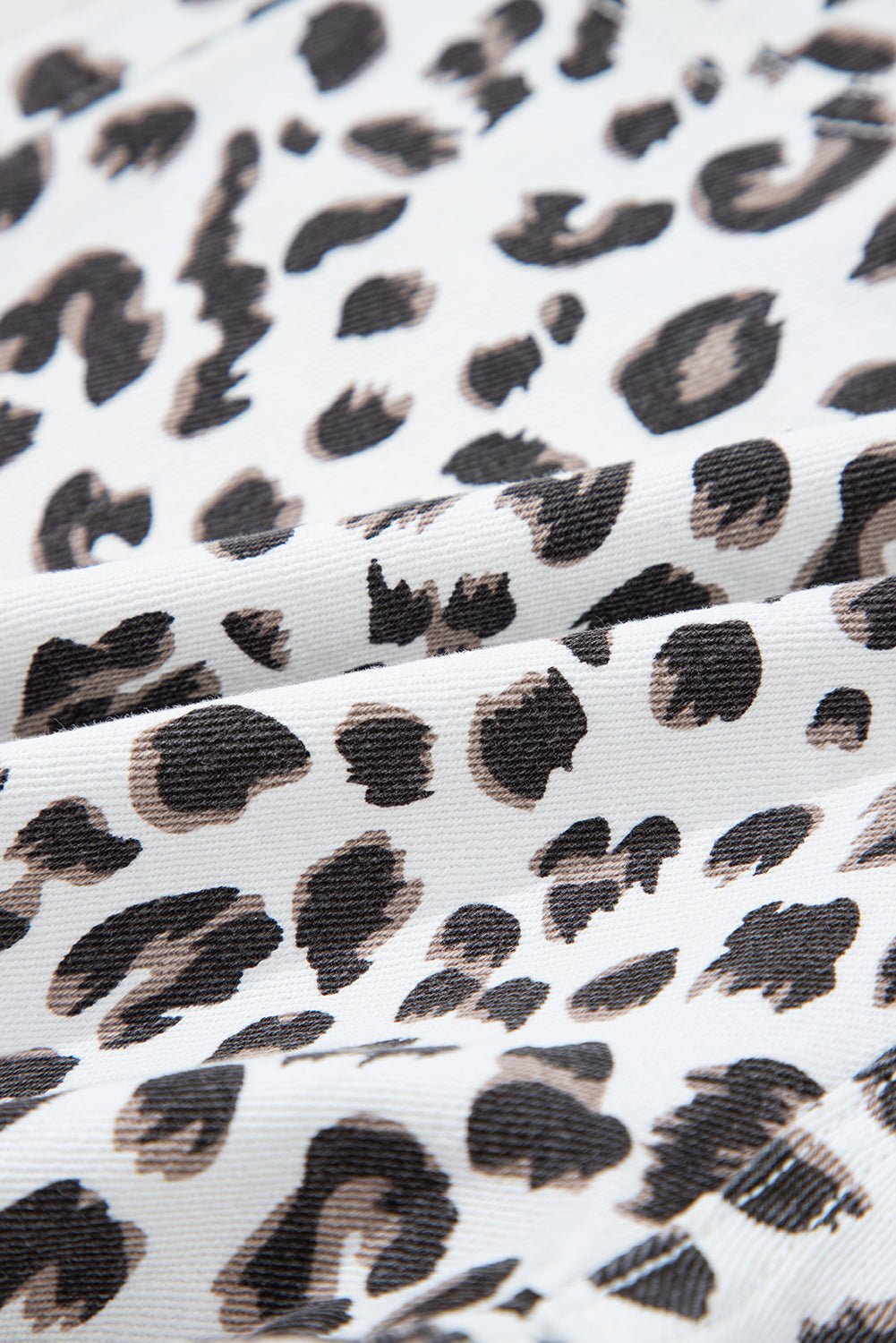 Leopard Frayed Hem Denim Shorts