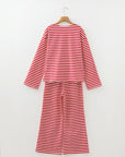 Stripe Drop Shoulder Top and Pants Lounge Set