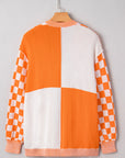 Plus Size Checker Drop Shoulder Open Front Cardigan