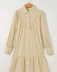 Stripe Collared Cuff Long Sleeve Mini Dress
