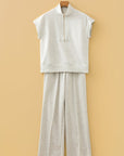 Solid Half Zip Polo Tee and Pants Set