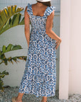 Malka Boho Smocked High Waist Maxi Dress