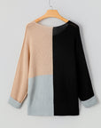 Colorblock Knit V-Neck Sweater